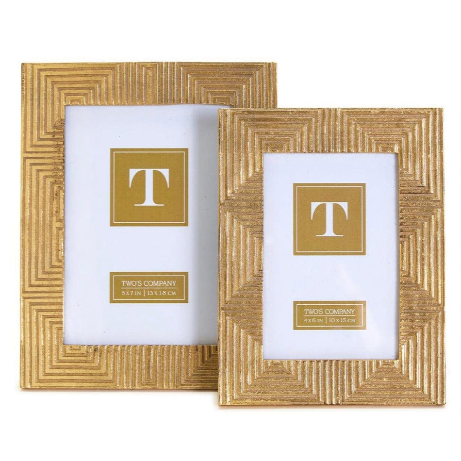 Art Deco Golden Photo Frames Two’s Company Picture Frames 4” x 6”