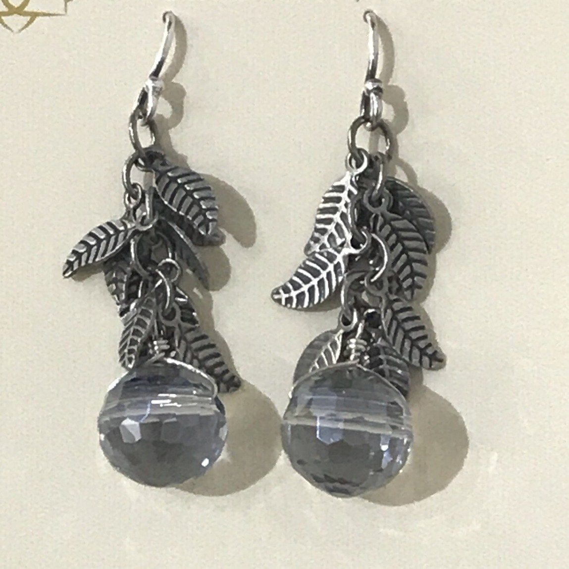 Claridad Leaf Crystal Dangle Earrings by Anne Vaughan Designs
