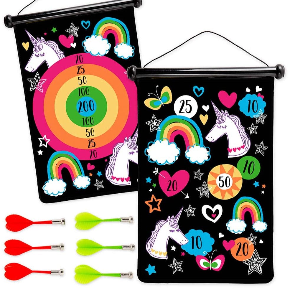 Double Sided Magnetic Game with Target | 6 Styles Hearth Song Dartboards Unicorn