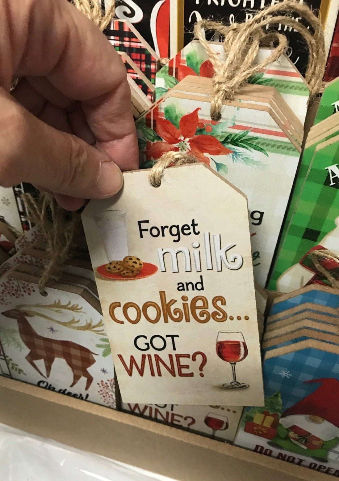 Holiday Cheer Gift or Wine Tag Ganz Gift Tags & Labels Forget Milk and Cookies