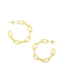 Thumbnail for Hoop Earrings | Rhodium or Gold Plated Maya J Earrings Paperclip / Gold