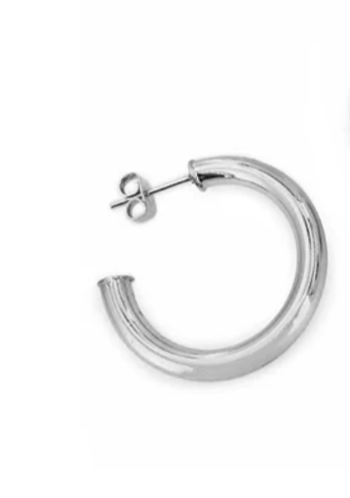 Hoop Earrings | Rhodium or Gold Plated Maya J Earrings 1" / Silver