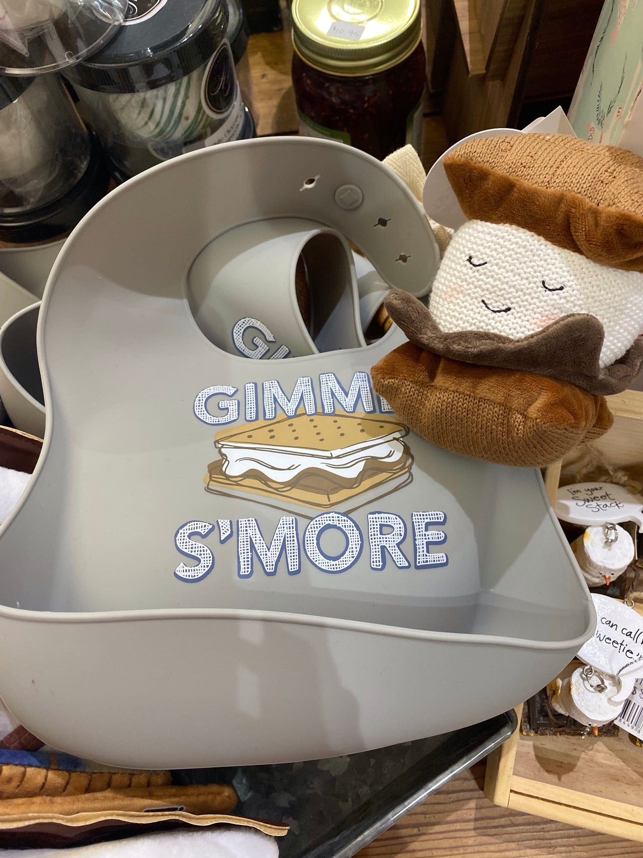 Smore Silicone Bib with Smore Rattle Mud Pie Baby Gift Sets